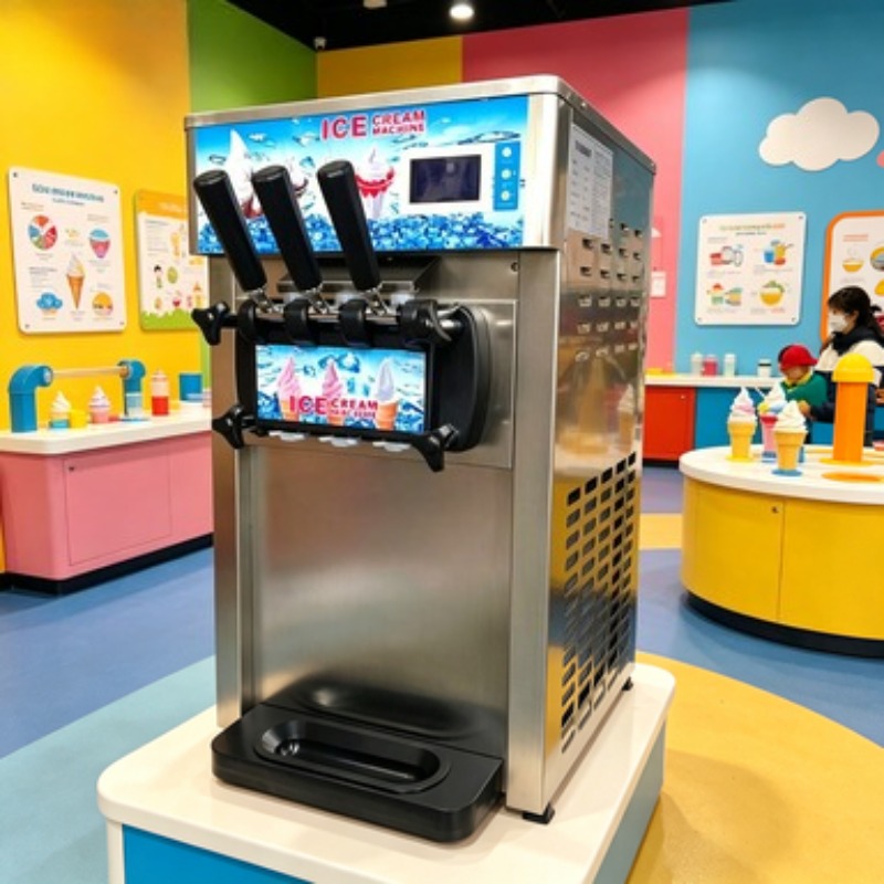 Soft Ice Cream Maker Machine Commercial - Ayaklı Dondurma Makinesi 5 Dağıtıcılı Ticari