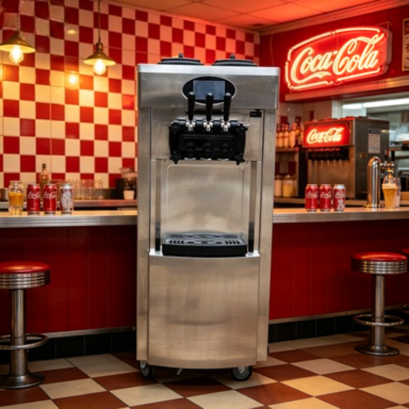 Soft Serve Ice Cream Machine 3 Flavor - 3 Çeşitli Yumuşak Dondurma Otomatı Ticari