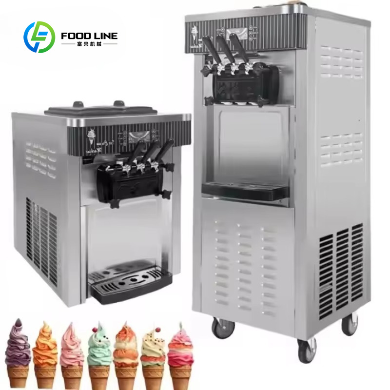 Soft Ice Cream Maker Machine Commercial - Özelleştirilebilir Dikey/Masaüstü 3 Çeşitli Kendi Kendini