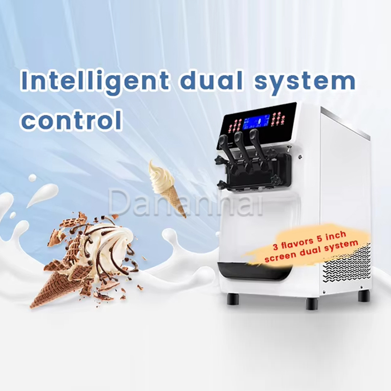 Commercial Ice Cream Machine Countertop - Tezgah Üstü 3 Çeşitli Yumuşak Dondurma