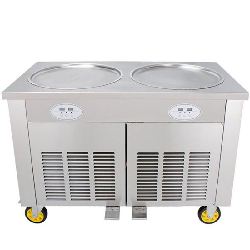 Rolled Ice Cream Machine Fried Plate - 45cm çift yuvarlak tava dondurma rulo
