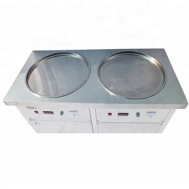 Çift yuvarlak paslanmaz çelik  - Rolled Ice Cream Machine Fried Plate incelemesi ve fiyatı