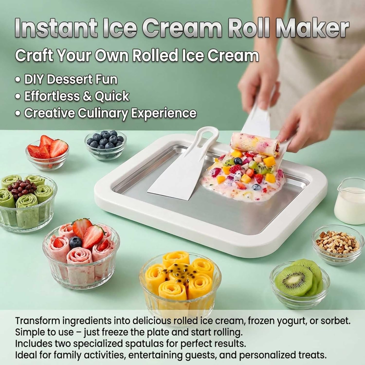 Ev yapımı dondurulmuş tatlılar - Rolled Ice Cream Machine Fried Plate incelemesi ve fiyatı