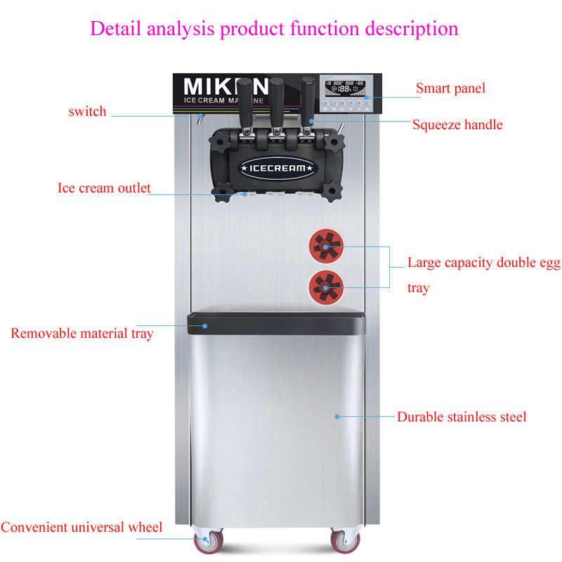 Otomatik Üç Çeşitli Yumuşak Do - Soft Ice Cream Maker Machine Commercial incelemesi ve fiyatı