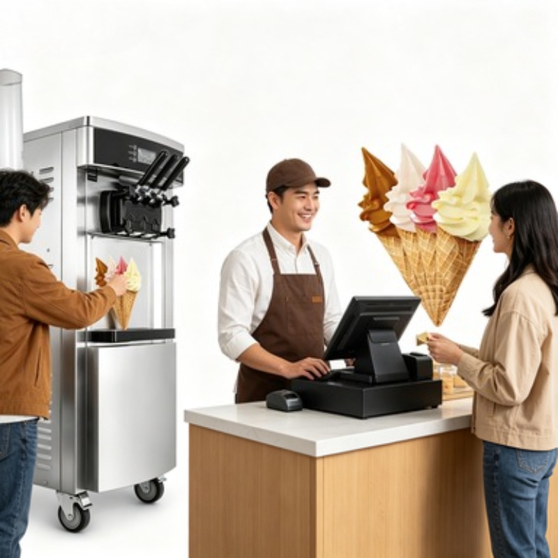 Dondurma Yapma Makinesi 20-28L - Soft Serve Ice Cream Machine 3 Flavor incelemesi ve fiyatı